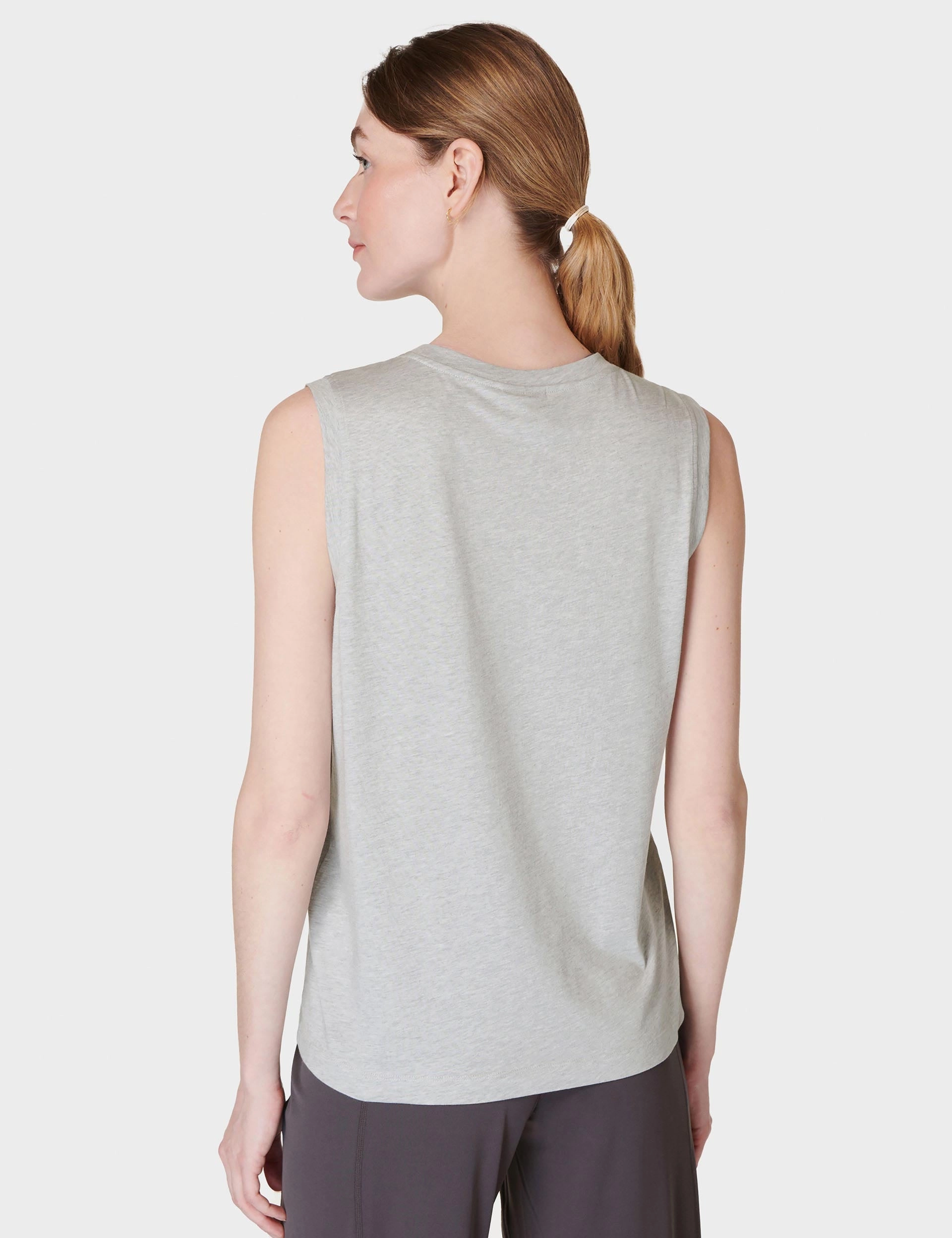 Essential Sleeveless Vest - Light Grey Marl non - magnetic Easy Care Wash Fabric