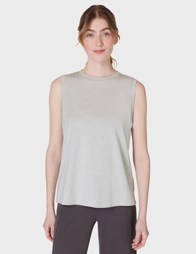 Non Chafing Flatlock Seams Essential Sleeveless Vest - Light Grey Marl