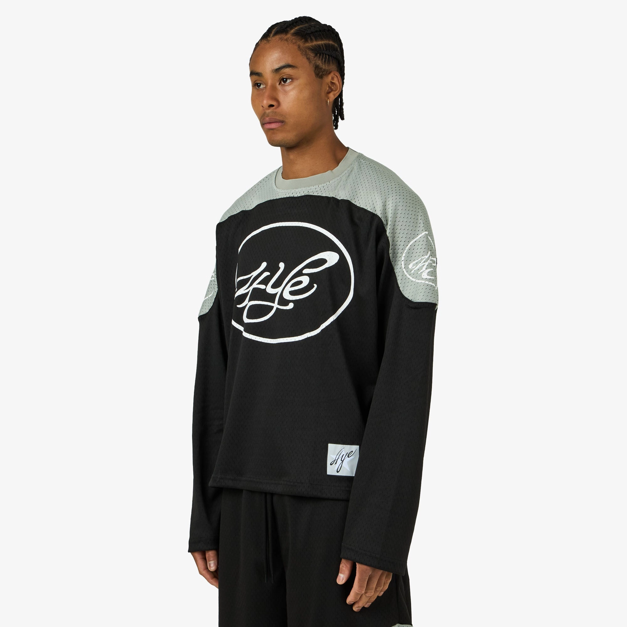 flared silhouette Ombre 4YE Signature Mesh Jersey Black / Grey