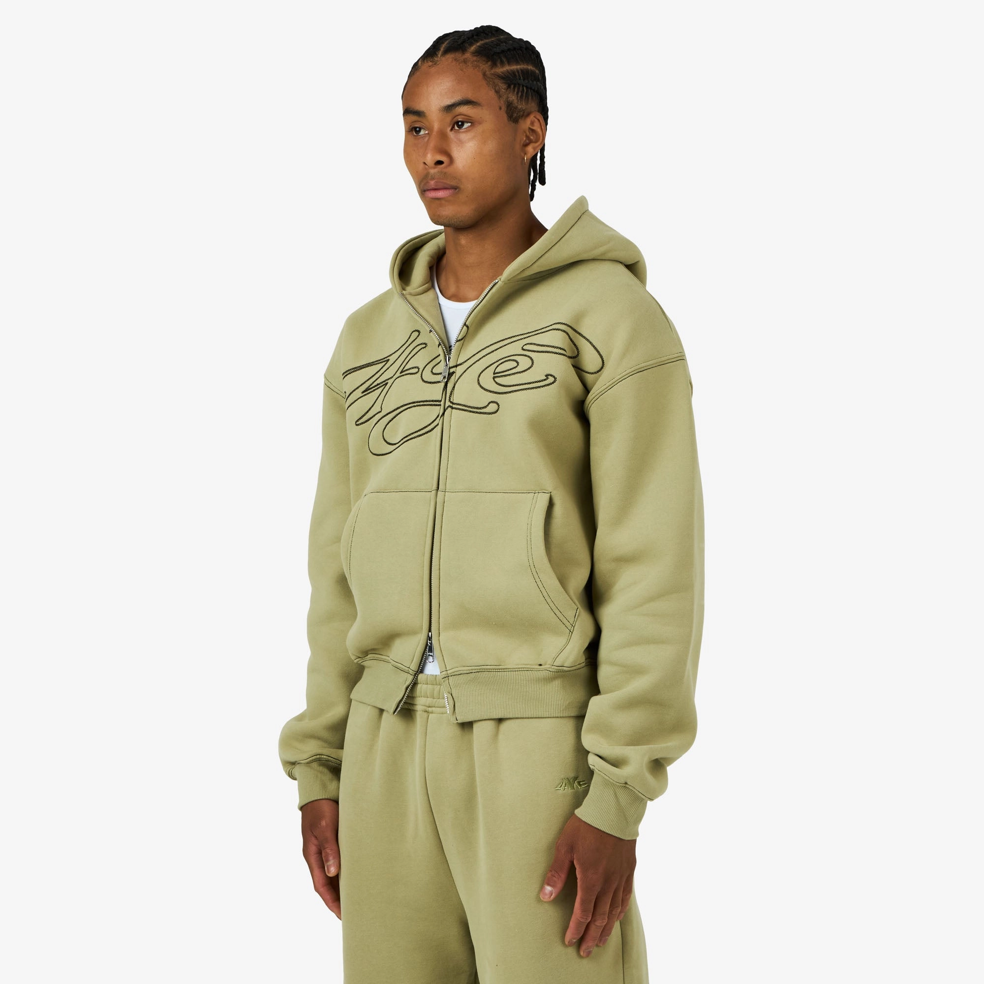 4YE Signature Zip Hoodie Sage / Black Classic Active