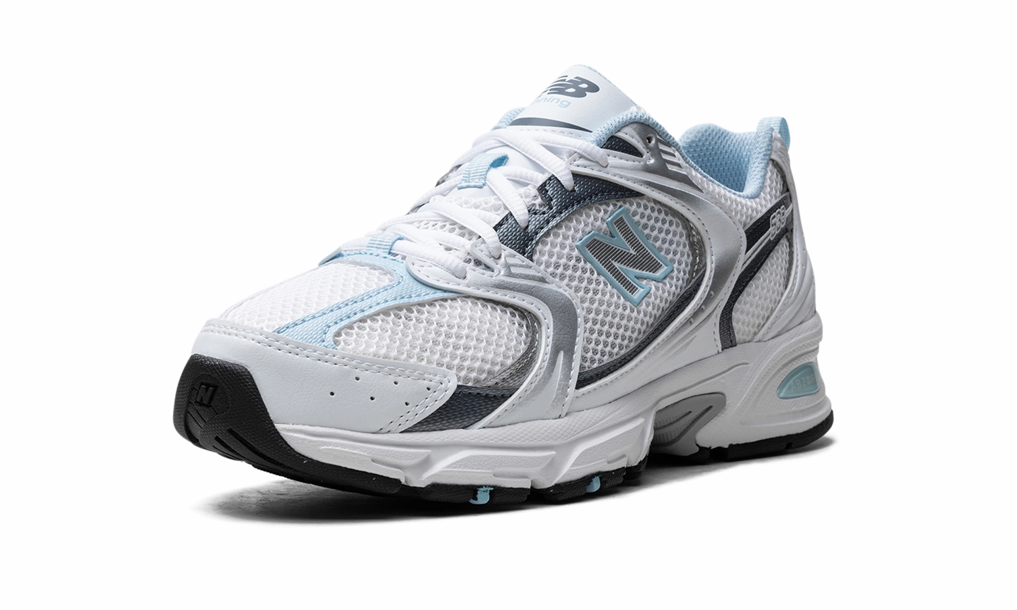 530 "White / Dark Arctic Grey / Light Chrome Blue" Perforated Tongue Design 3D printed midsole