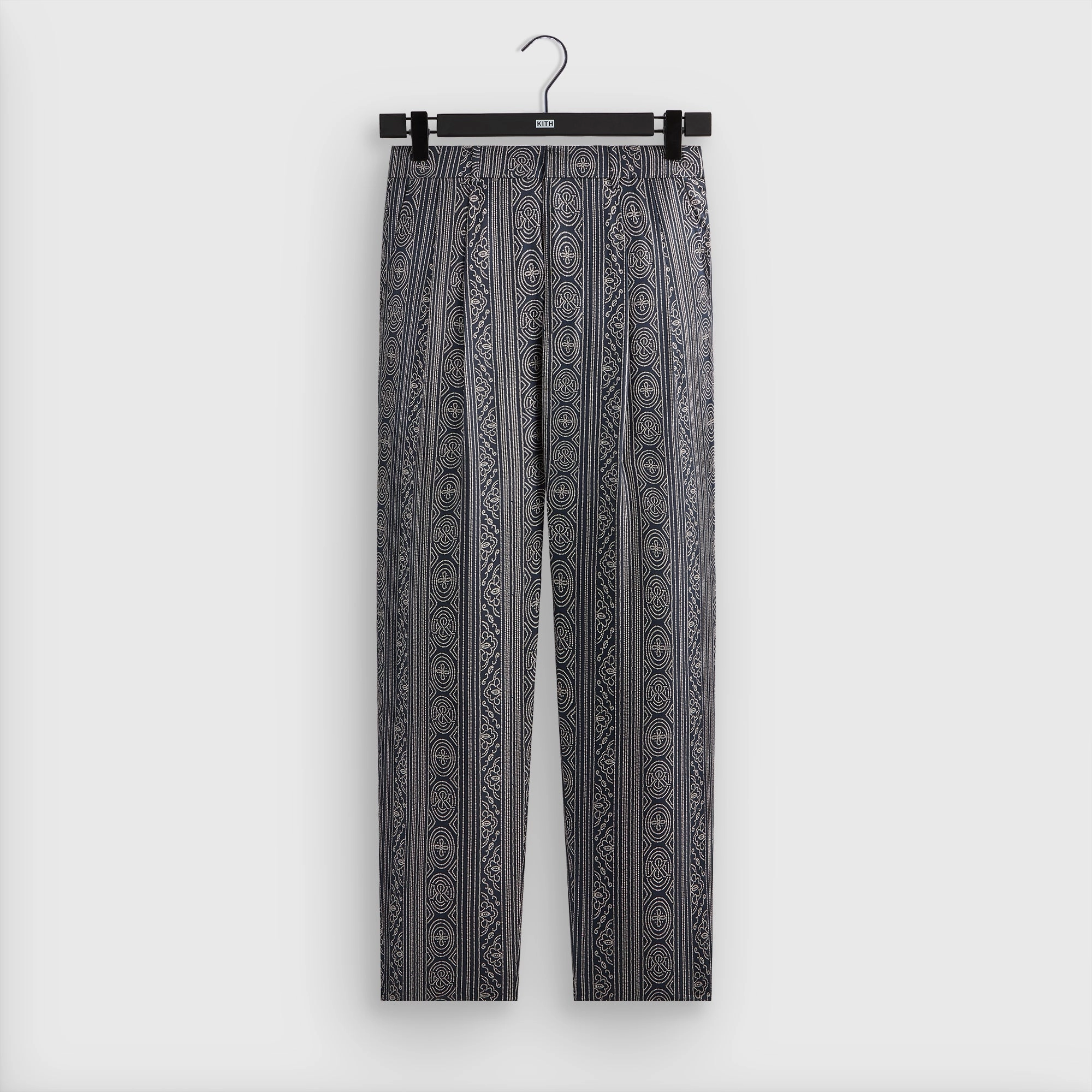 &Kin Batik Stripe Pleated Ari Trouser - Nocturnal No Wrinkle