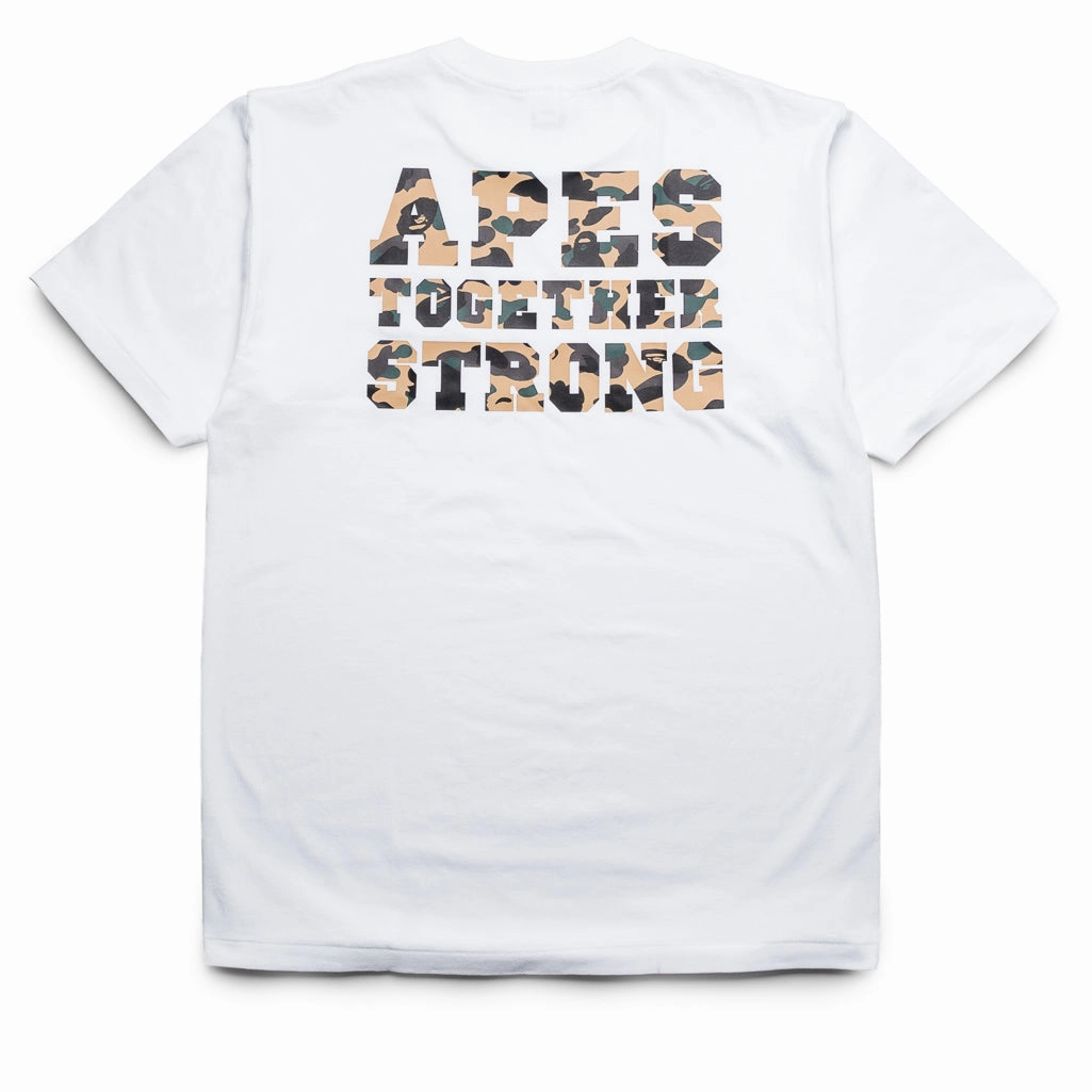 festival look A Bathing Ape 1st Camo College ATS Tee - White/Yellow