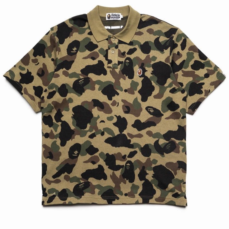 Flexible Knit A Bathing Ape 1st Camo Jacquard Relax Fit Polo Shirt - Green