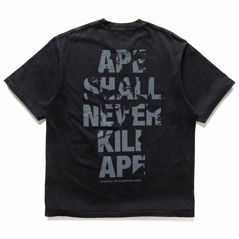 pleats A Bathing Ape Ape Head Heavy Washed Tee - Black