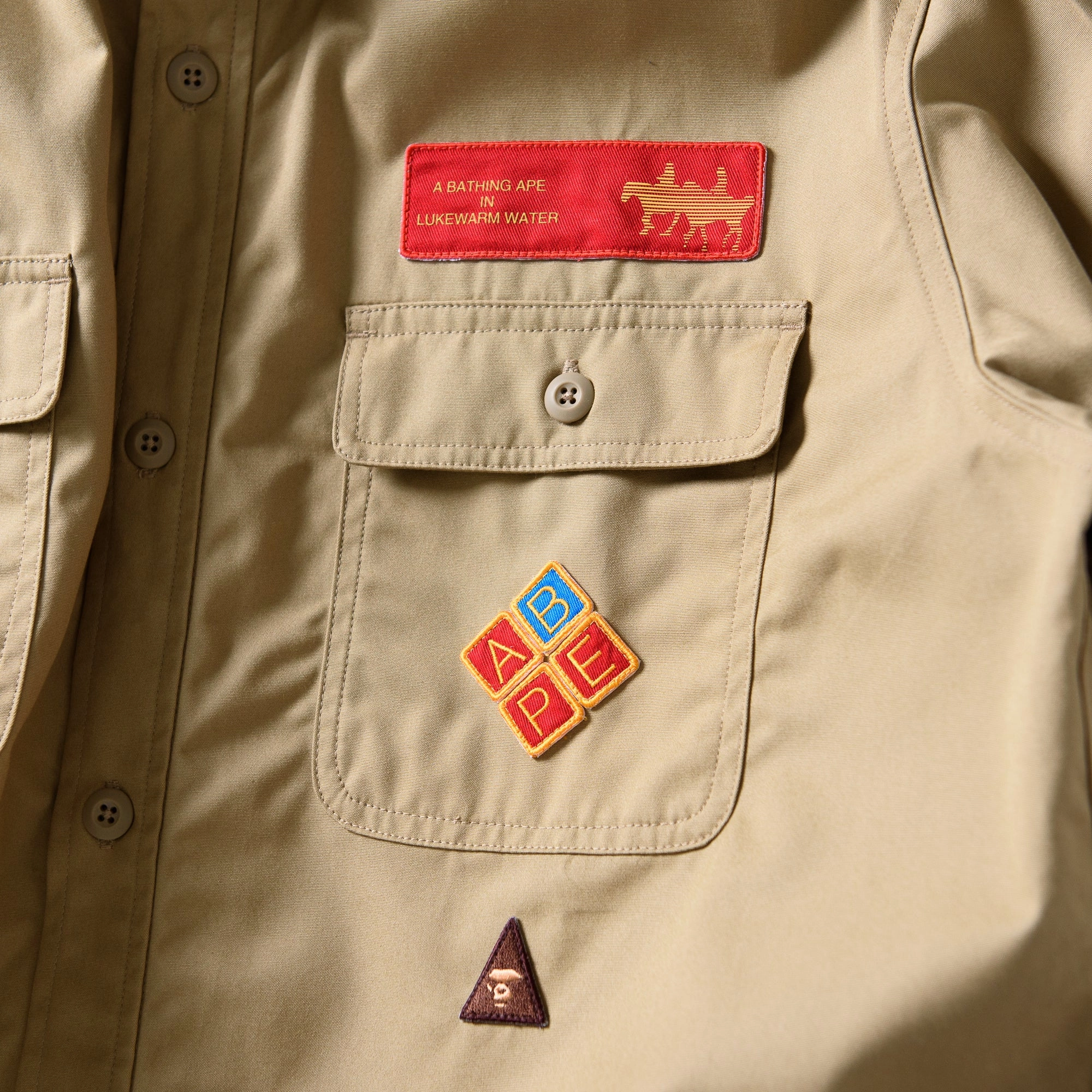 Breathable Comfort A Bathing Ape Bape Boyscout Relaxed Fit Shirt - Beige