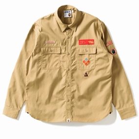 A Bathing Ape Bape Boyscout Relaxed Fit Shirt - Beige Chic Layer Seasonal Style
