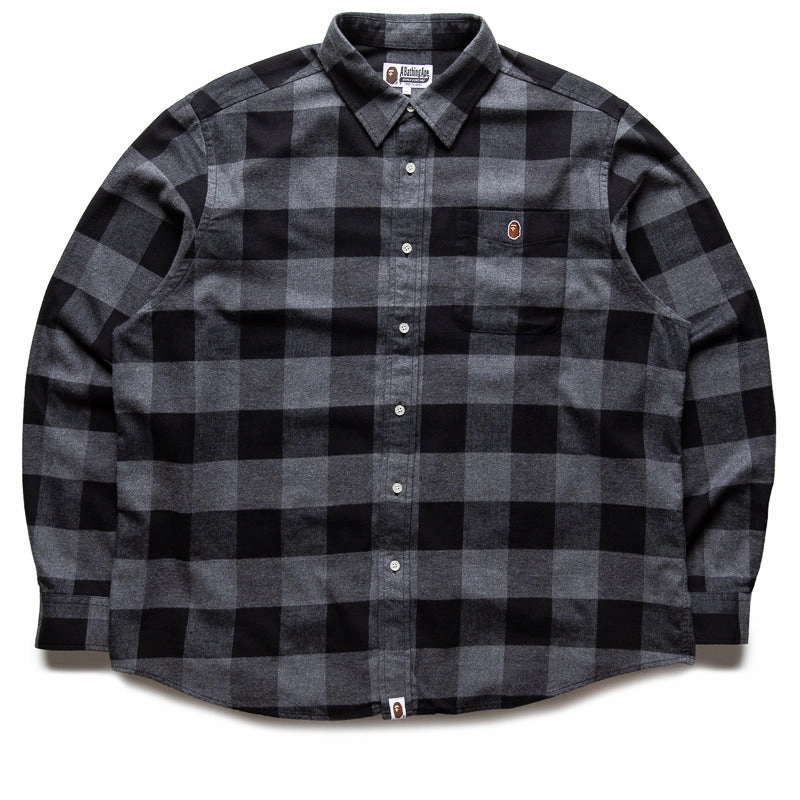 Relaxed Look Perfect Wear A Bathing Ape Bape Check Ape Flannel Shirt - Black/Grey