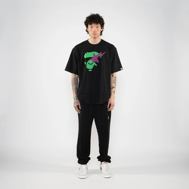 tiered cropped legs A Bathing Ape by Politics Sta Ape Face Tee - Black