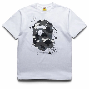 Breathable Design A Bathing Ape City Camo Painting Ape Head Tee - White