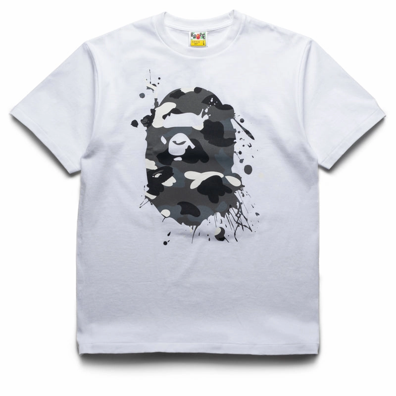 Breathable Design A Bathing Ape City Camo Painting Ape Head Tee - White