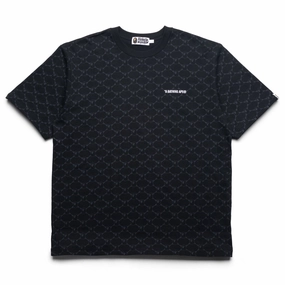 A Bathing Ape College Monogram Logo Tee - Black size chart