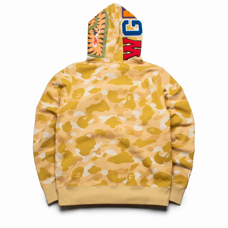 Frog like Drawcord Hem A Bathing Ape Color Camo Shark Pullover Hoodie - Yellow