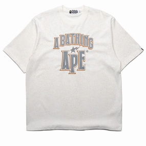 Abstract prints A Bathing Ape Crack Print Pattern Logo Tee - White