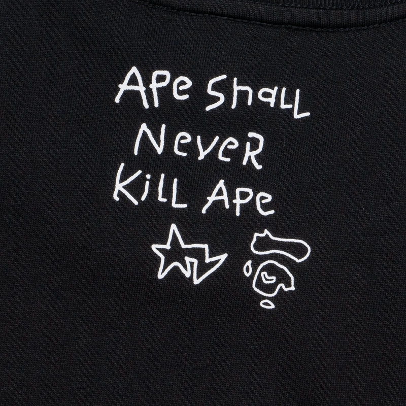 A Bathing Ape Hand Drawn Logo Tee - Black Tailored Fit narrow hem