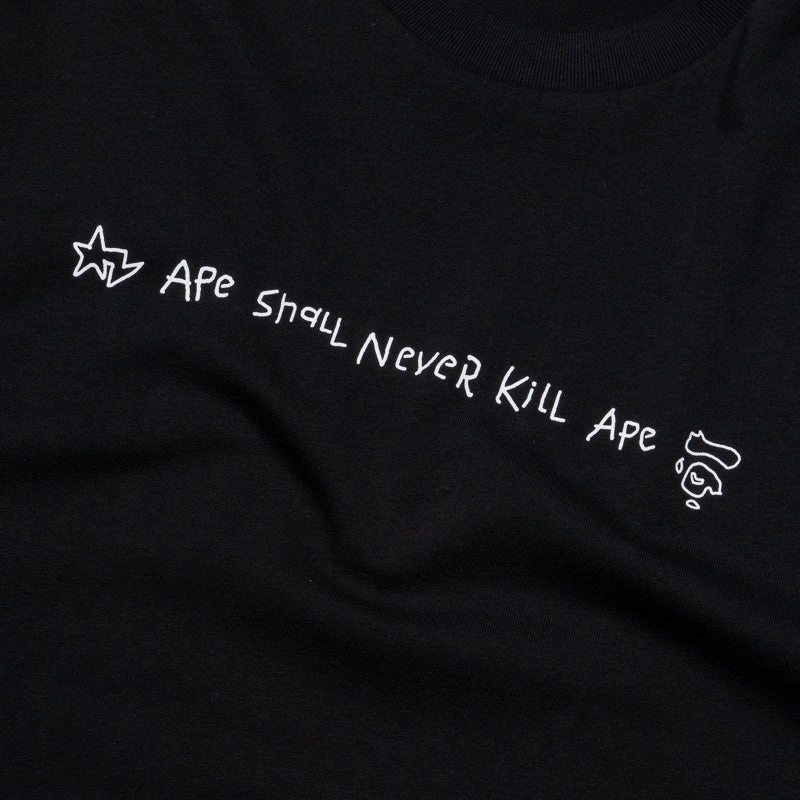 A Bathing Ape Hand Drawn Logo Tee - Black coastal climate straight legs