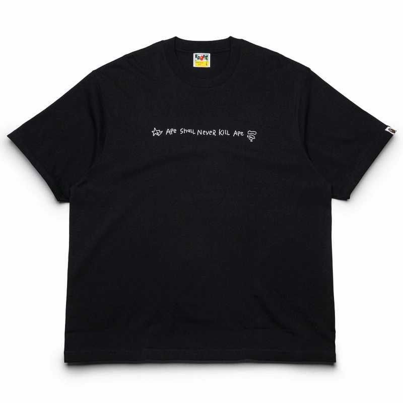 A Bathing Ape Hand Drawn Logo Tee - Black Custom made