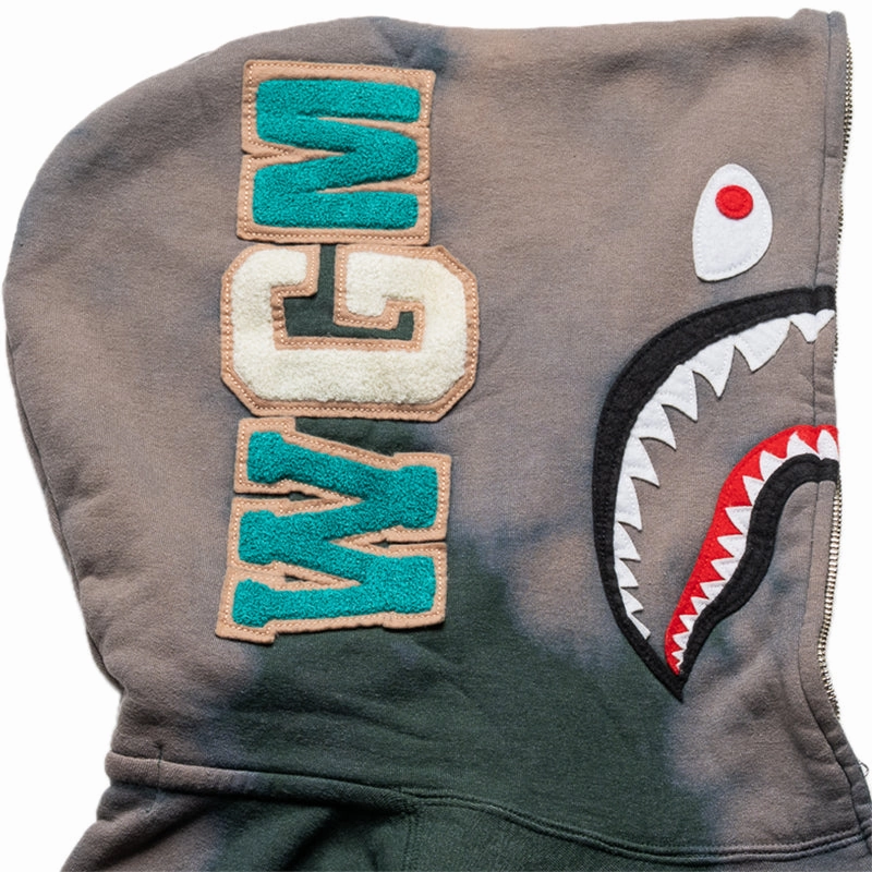 volleyball outfit Celebrity Worn A Bathing Ape Hand Dye Shark Full Zip Hoodie - Green
