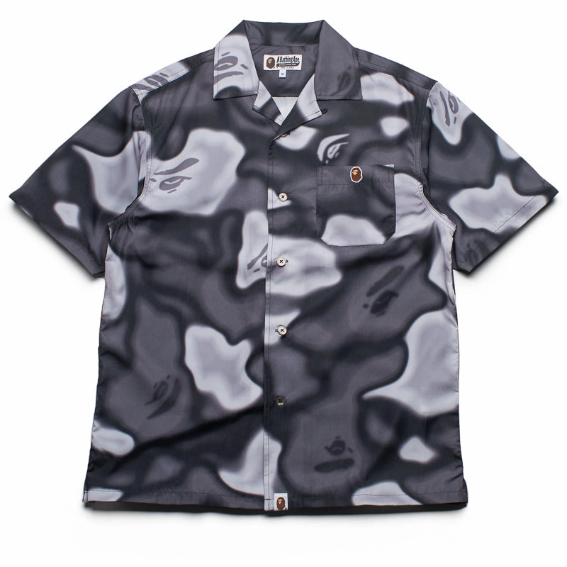 A Bathing Ape Liquid Camo One Point Collar Shirt - Black Gift Idea Ombre look