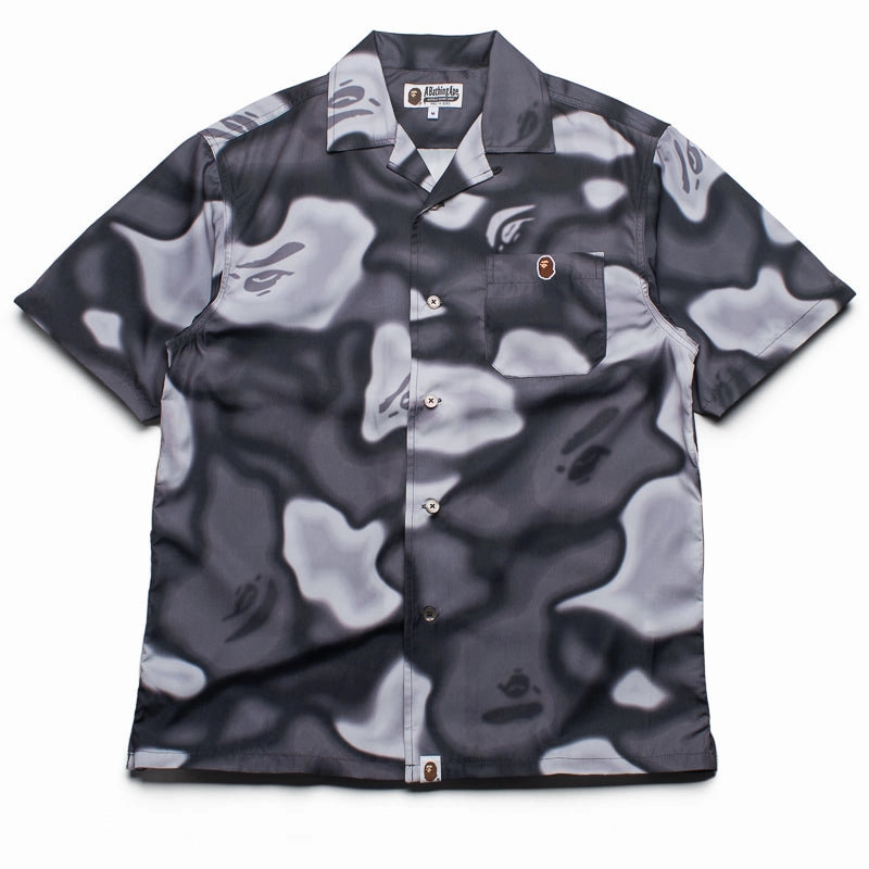Moisture Wicking Layer A Bathing Ape Liquid Camo One Point Collar Shirt - Black
