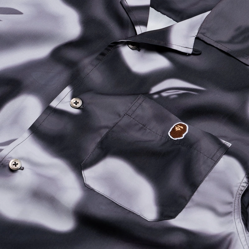 Chic Ensemble crew neck A Bathing Ape Liquid Camo One Point Collar Shirt - Black