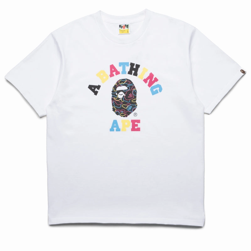 A Bathing Ape Neon Camo College Tee - White maternity wear