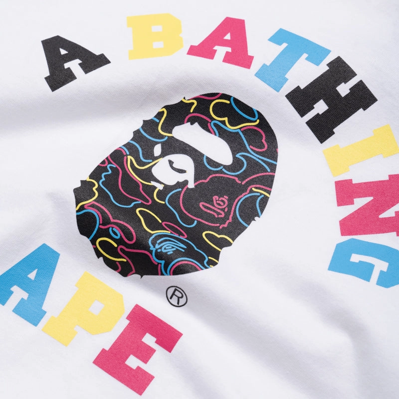 A Bathing Ape Neon Camo College Tee - White arcade venue Best-selling