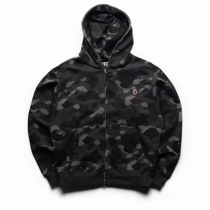 A Bathing Ape One Point Color Camo Cropped Full Zip Hoodie - Black Street Mode