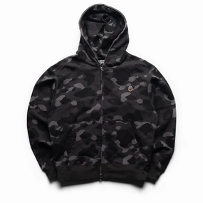A Bathing Ape One Point Color Camo Cropped Full Zip Hoodie - Black Street Mode