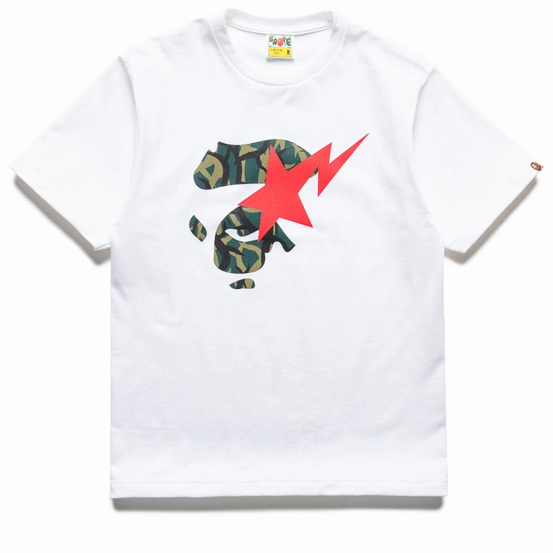 loafers volleyball event A Bathing Ape Trail Camo Ape Face Sta Tee - White/Green