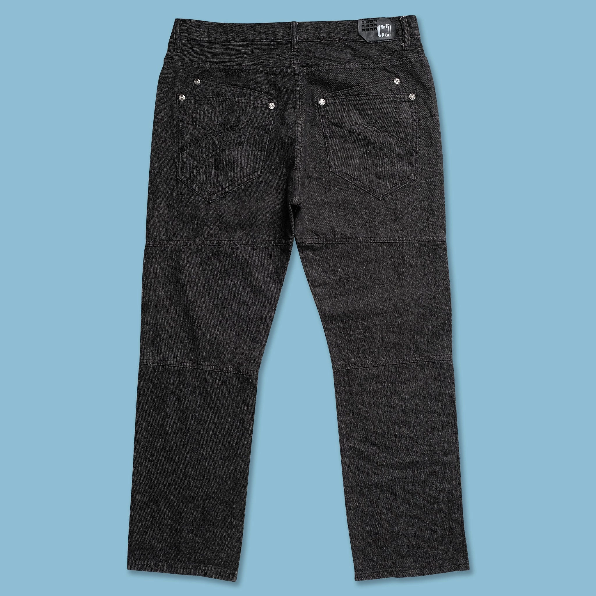 Y2K Denim Pants 36x32 ReflectiveAccentDetails ExpandableSidePanels