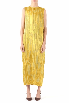 FoldablePackaging ABSTRACT FIL COUPE PLEATED MIDI SHIFT DRESS