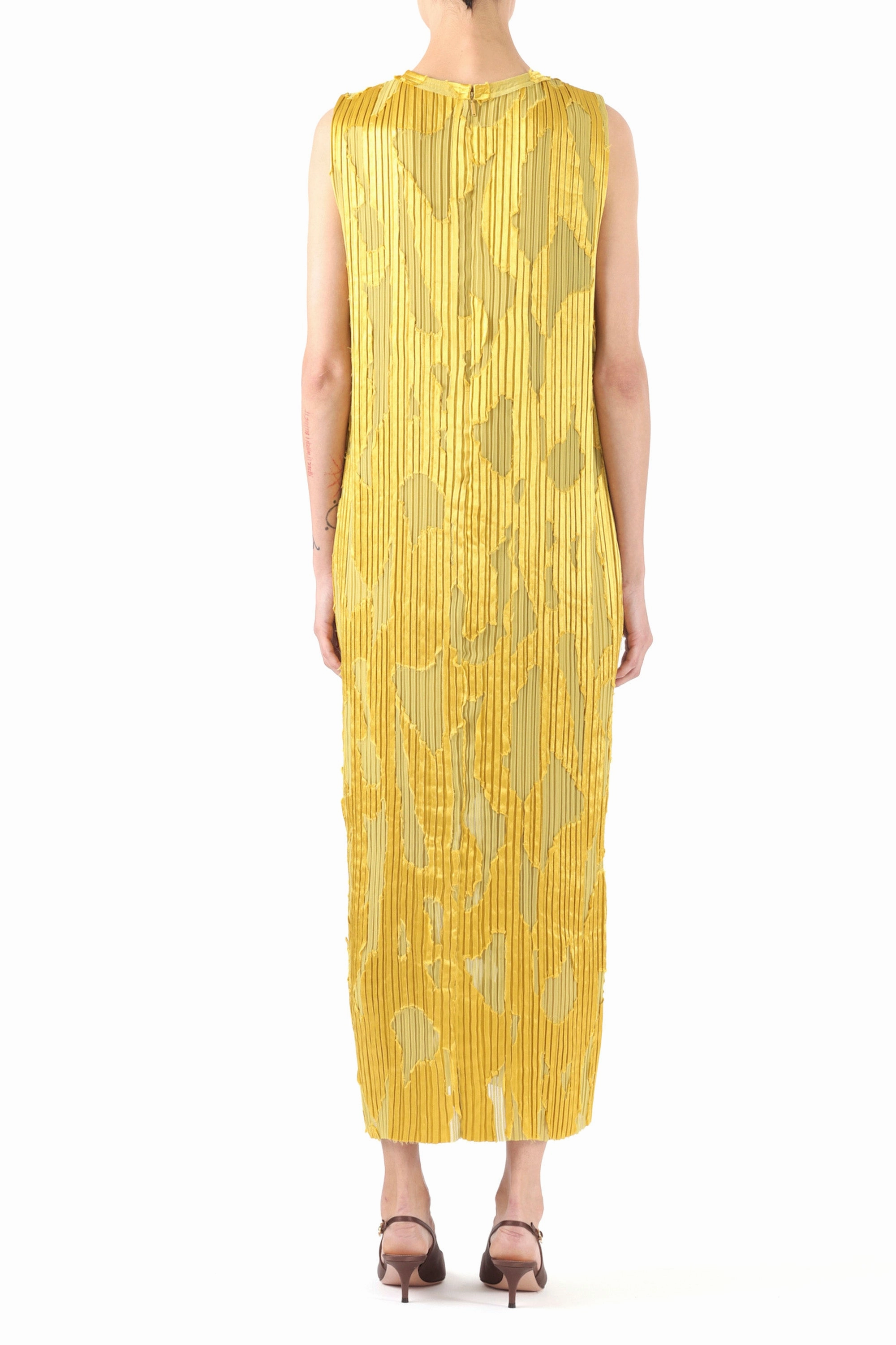 Sophisticated Wear Nature Bloom ABSTRACT FIL COUPE PLEATED MIDI SHIFT DRESS