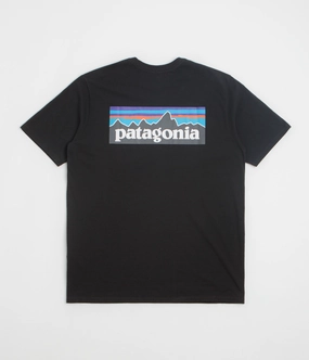 straight legs badminton event Patagonia P-6 Logo Responsibili-Tee T-Shirt - Black