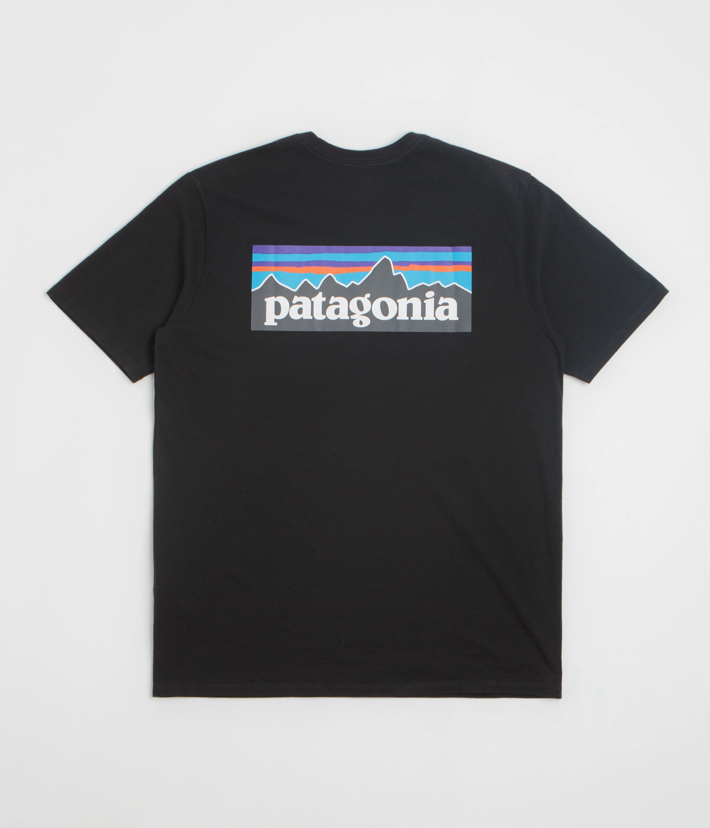 straight legs badminton event Patagonia P-6 Logo Responsibili-Tee T-Shirt - Black