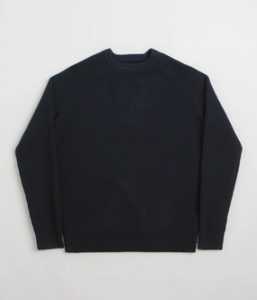 product business casual suitability Uskees 7013 Knit Crewneck Sweatshirt - Midnight Blue