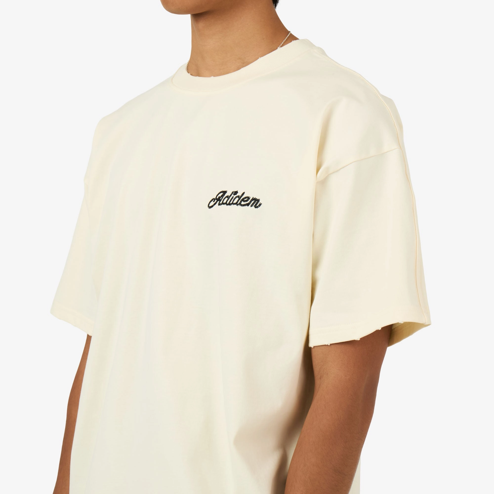 Adidem Asterisks Sounds Cursive T-Shirt Cream V-Neck indoor venue