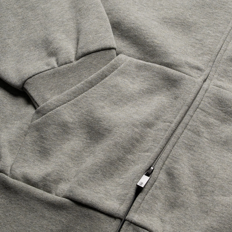 Fear Of God Essentials Classic Fit Fleece Zip-Up Hoodie - Concrete Heather Fashion Day