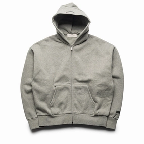 Comfy Design Fear Of God Essentials Classic Fit Fleece Zip-Up Hoodie - Concrete Heather