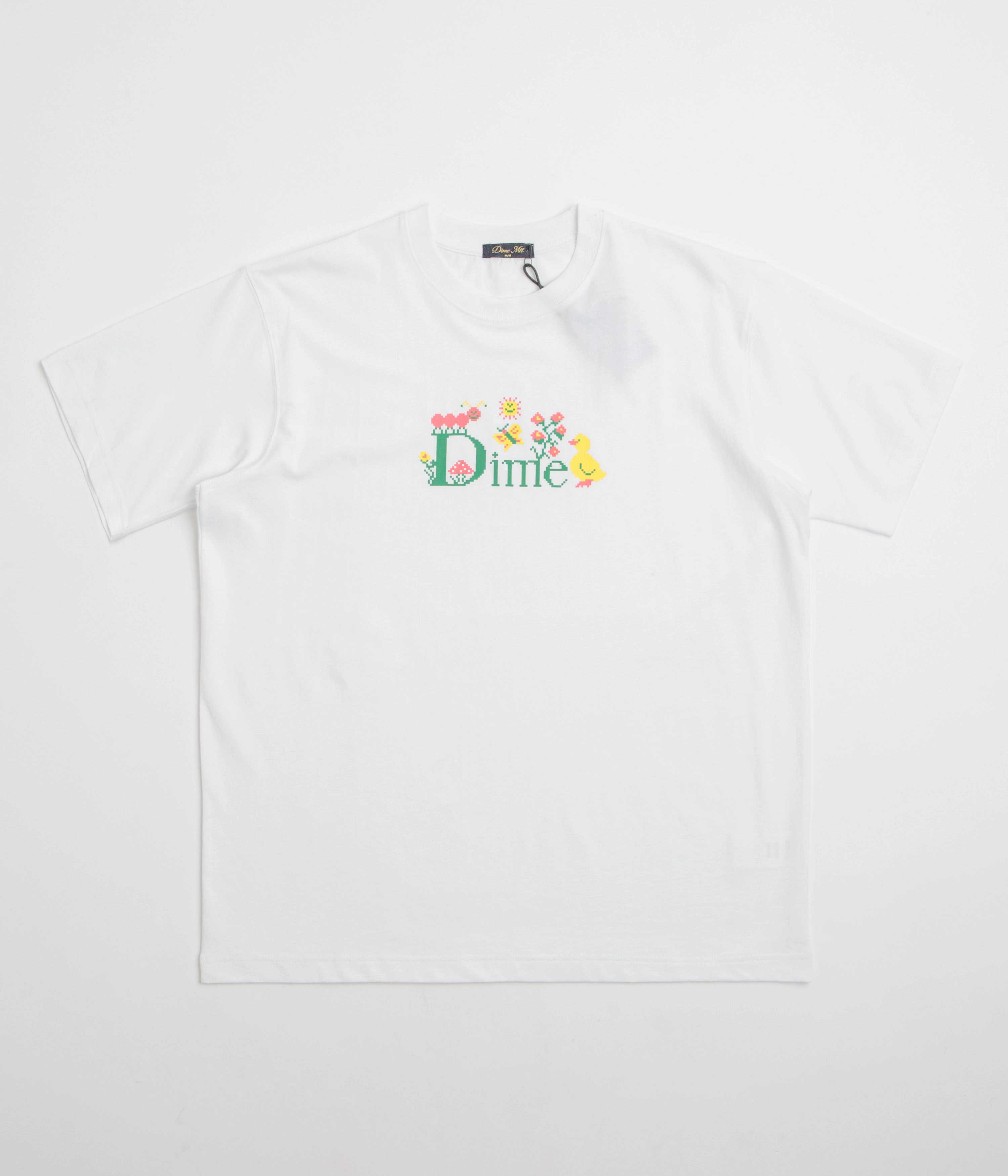 Dime Classic Cross Stitch T-Shirt - White short hem gathers
