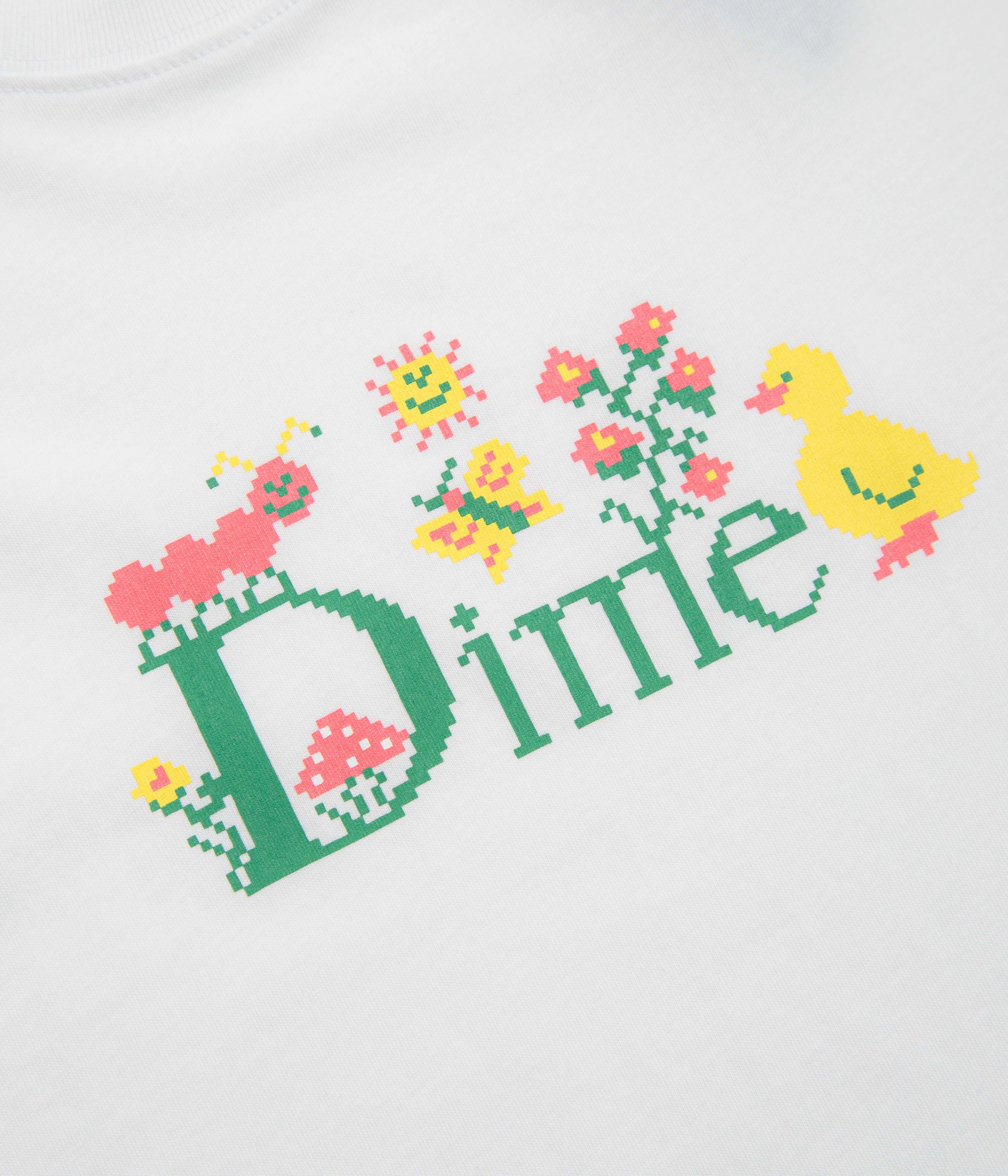 short size Below knee Dime Classic Cross Stitch T-Shirt - White
