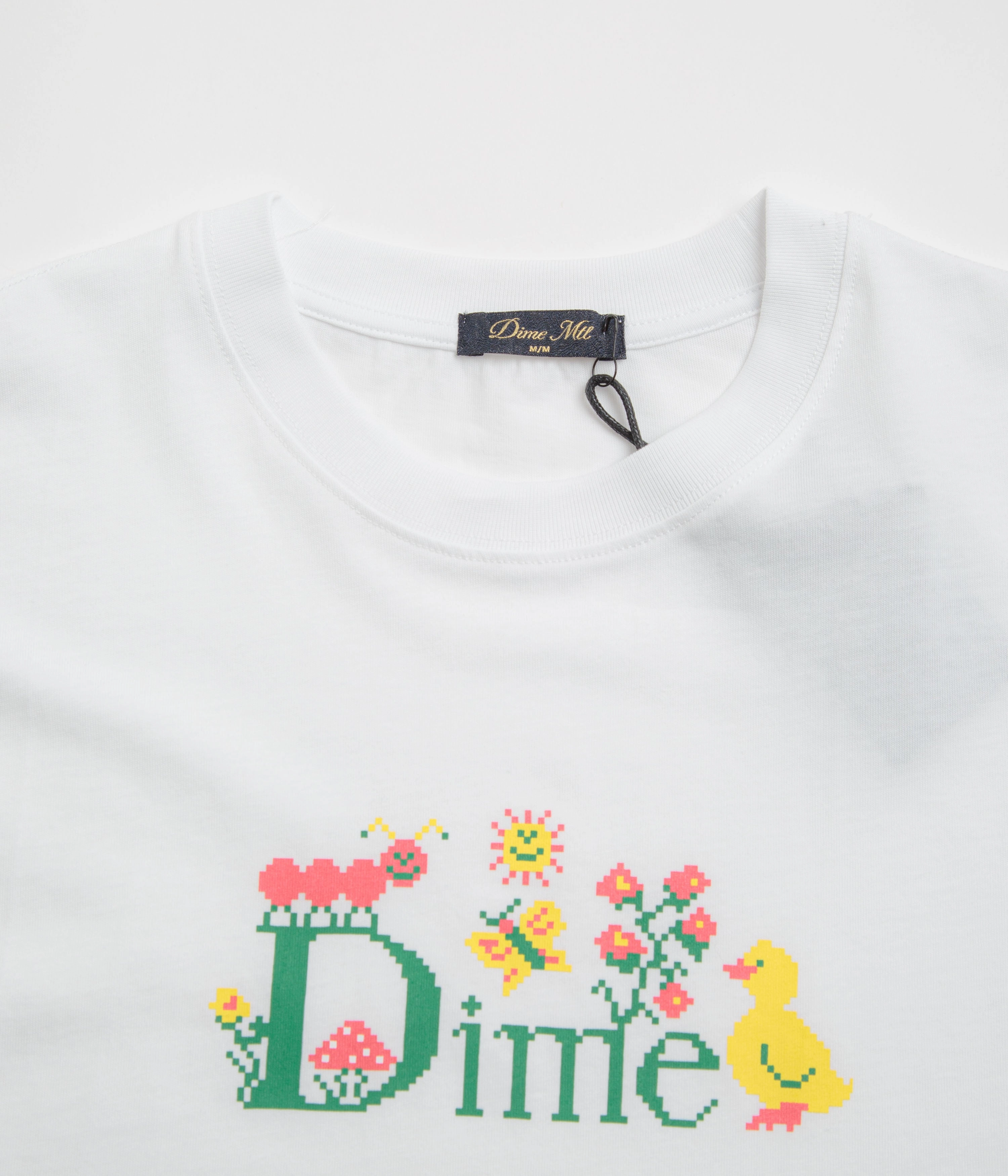 Dime Classic Cross Stitch T-Shirt - White Layered Hem Reinforcement Durable Quality