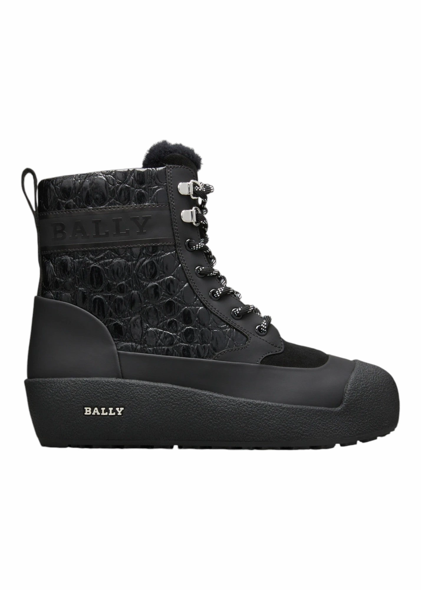 Effortless Style All Day Wear Bally Cuby 6234584 Men's Curling Shearling-Lined Suede & Leather Boots