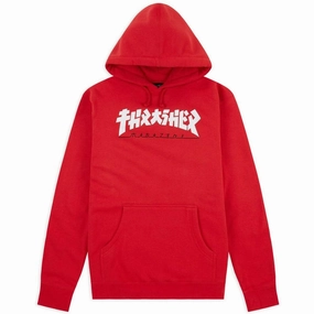 Breathable Waistband Fleece like Thrasher - Godzilla Hoodie Red