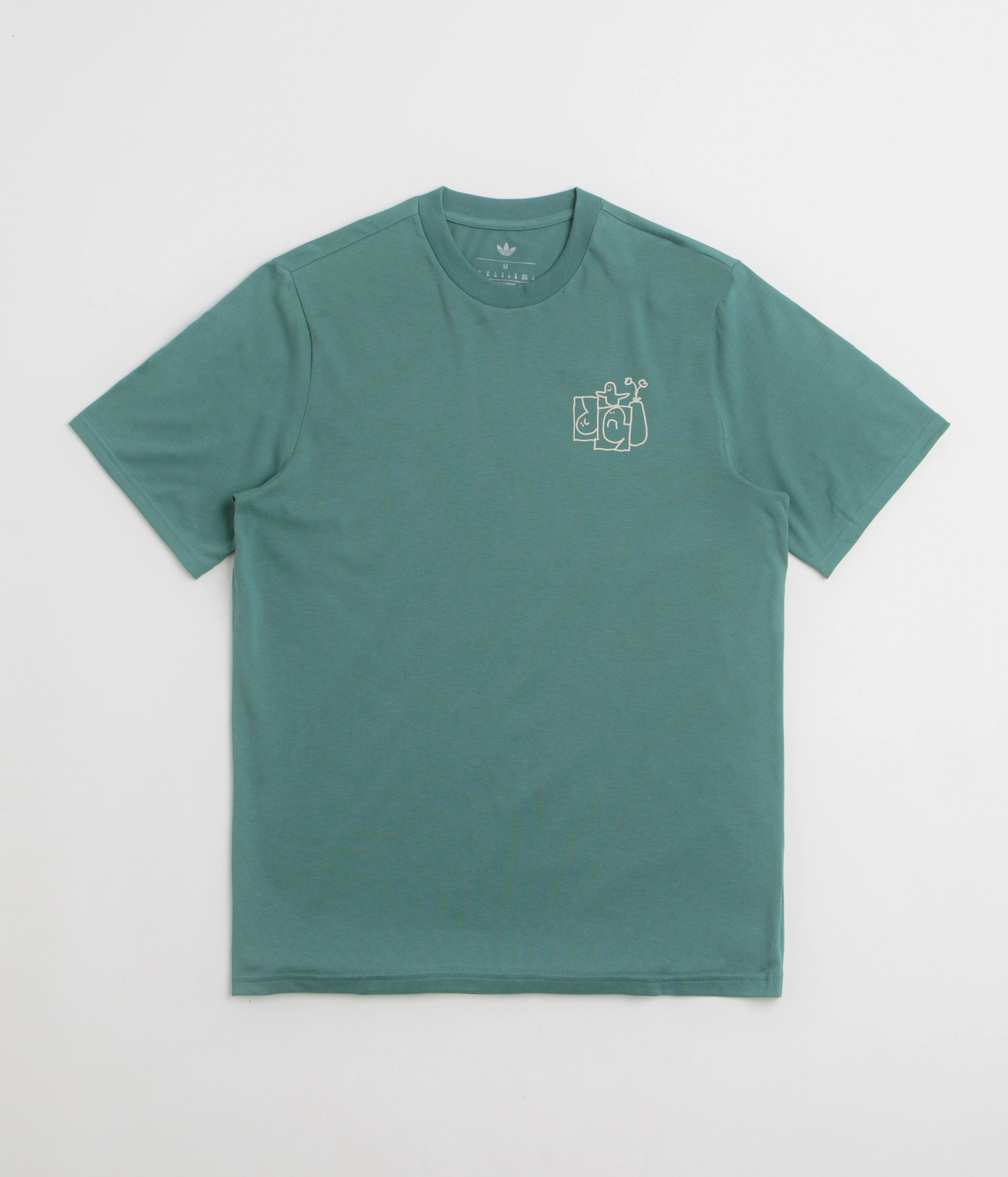 Double Needle Stitching cardigan silhouette Adidas Shmoofoil Stairs T-Shirt - Preloved Teal / Alumina