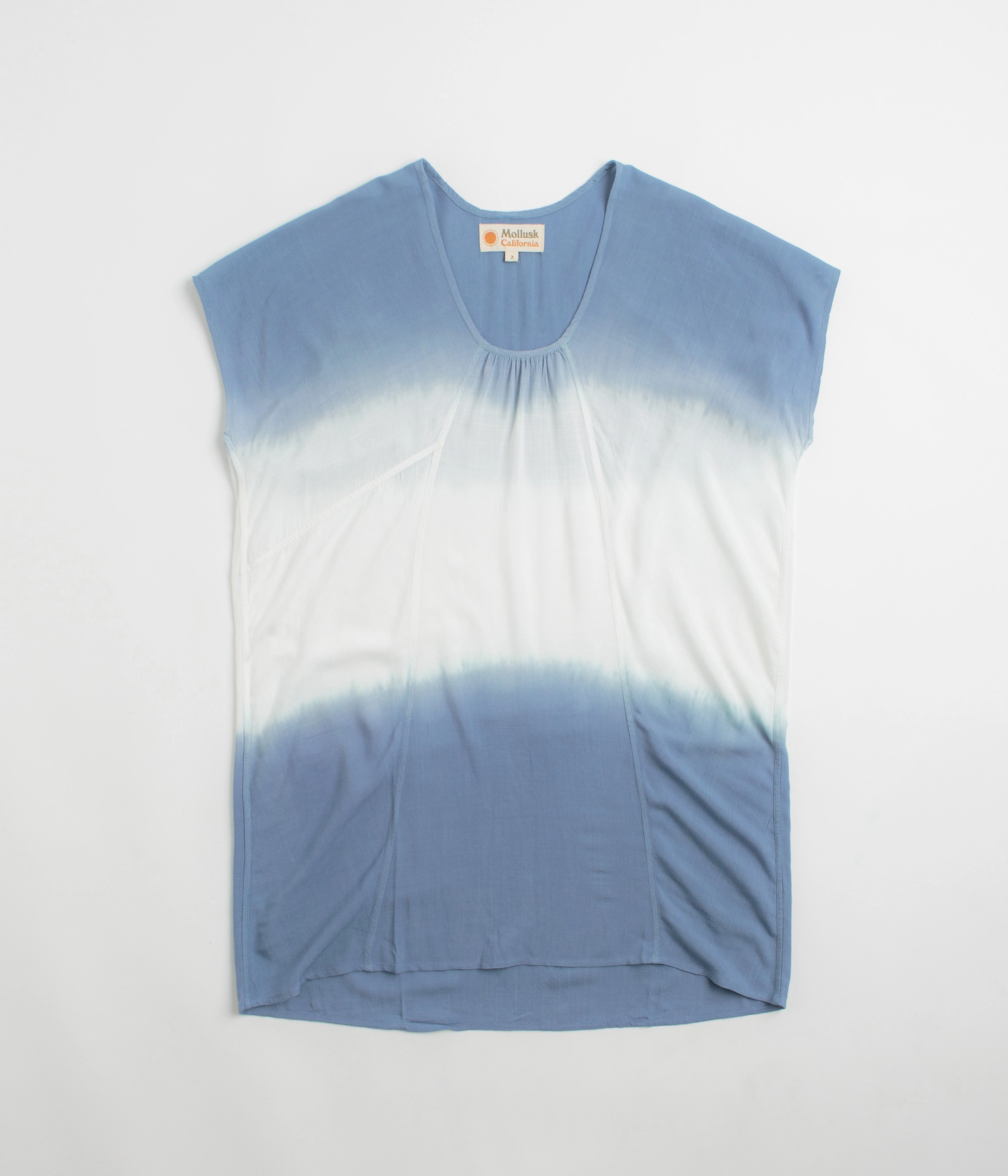 Light Option V-neck style Mollusk Womens Sol Kaftan Shirt - Indigo Dip-Dye