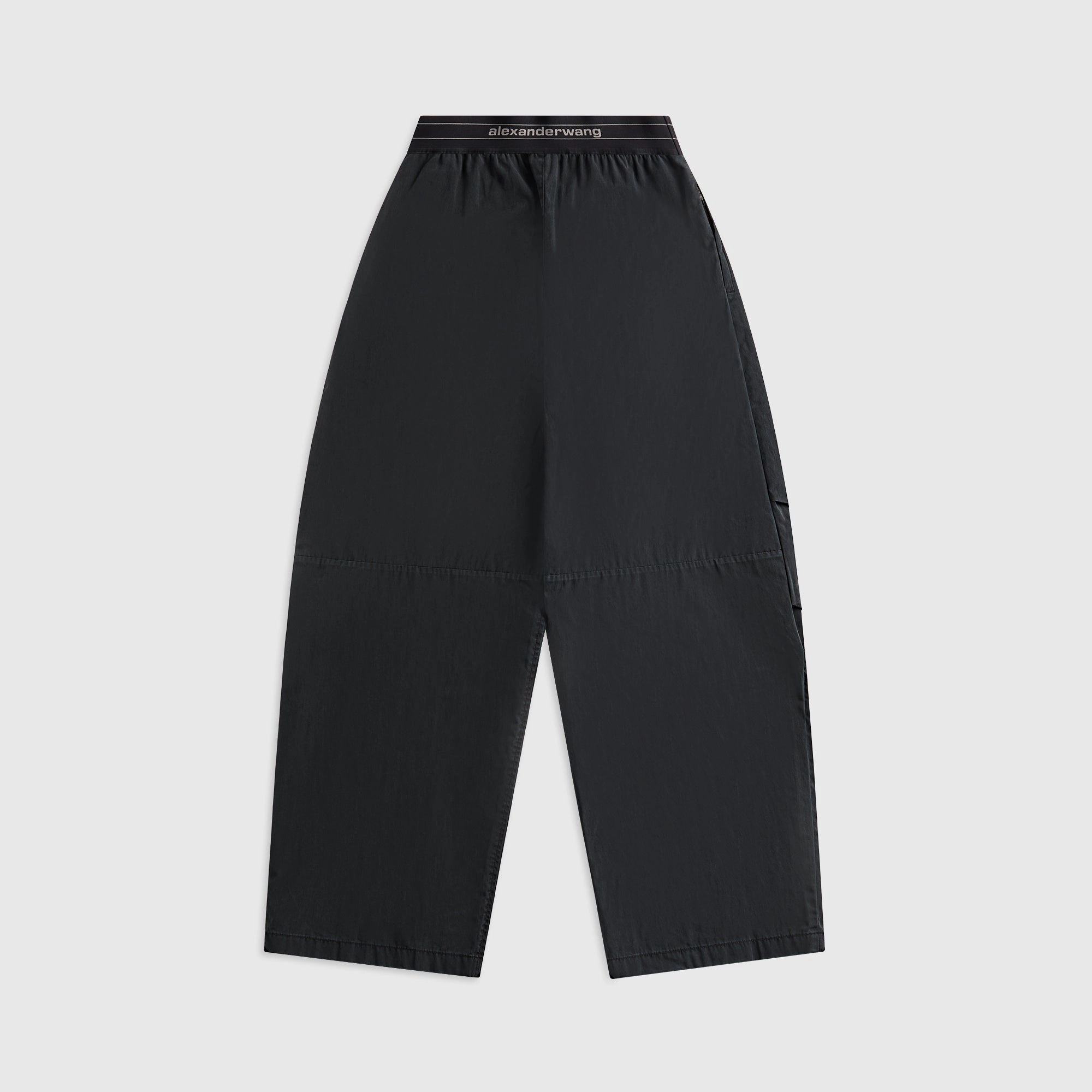 Stretchy Material Alexander Wang Mid Rise Pleated Knee Pant with Elastic Logo - Black