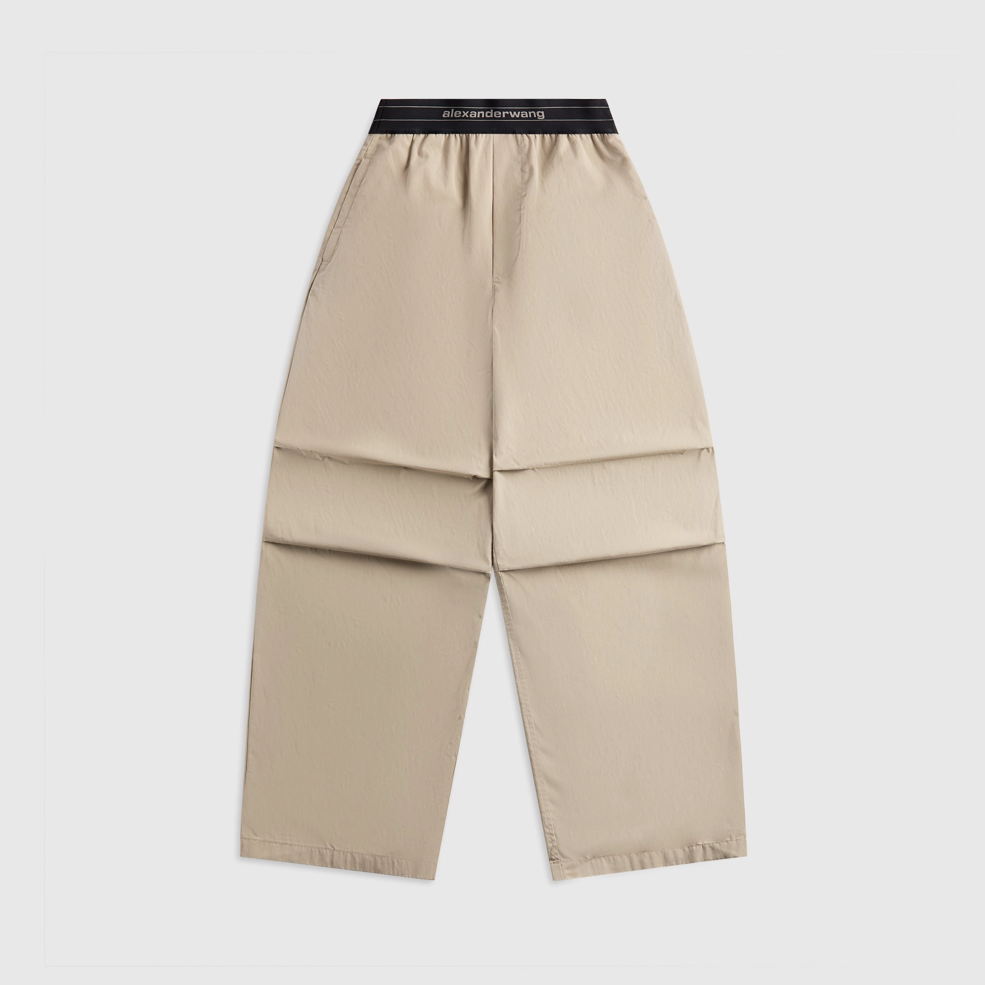Alexander Wang Mid Rise Pleated Knee Pant with Elastic Logo - Stone Non Irritating Seams No Fuss Fit