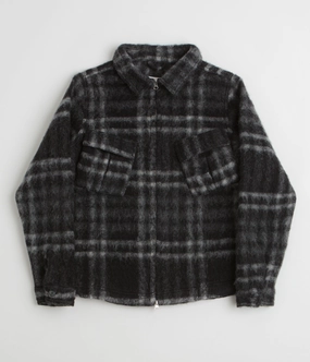 Opinion Pop Trading Company Checked Wool Shirt Jacket - Black / Charcoal