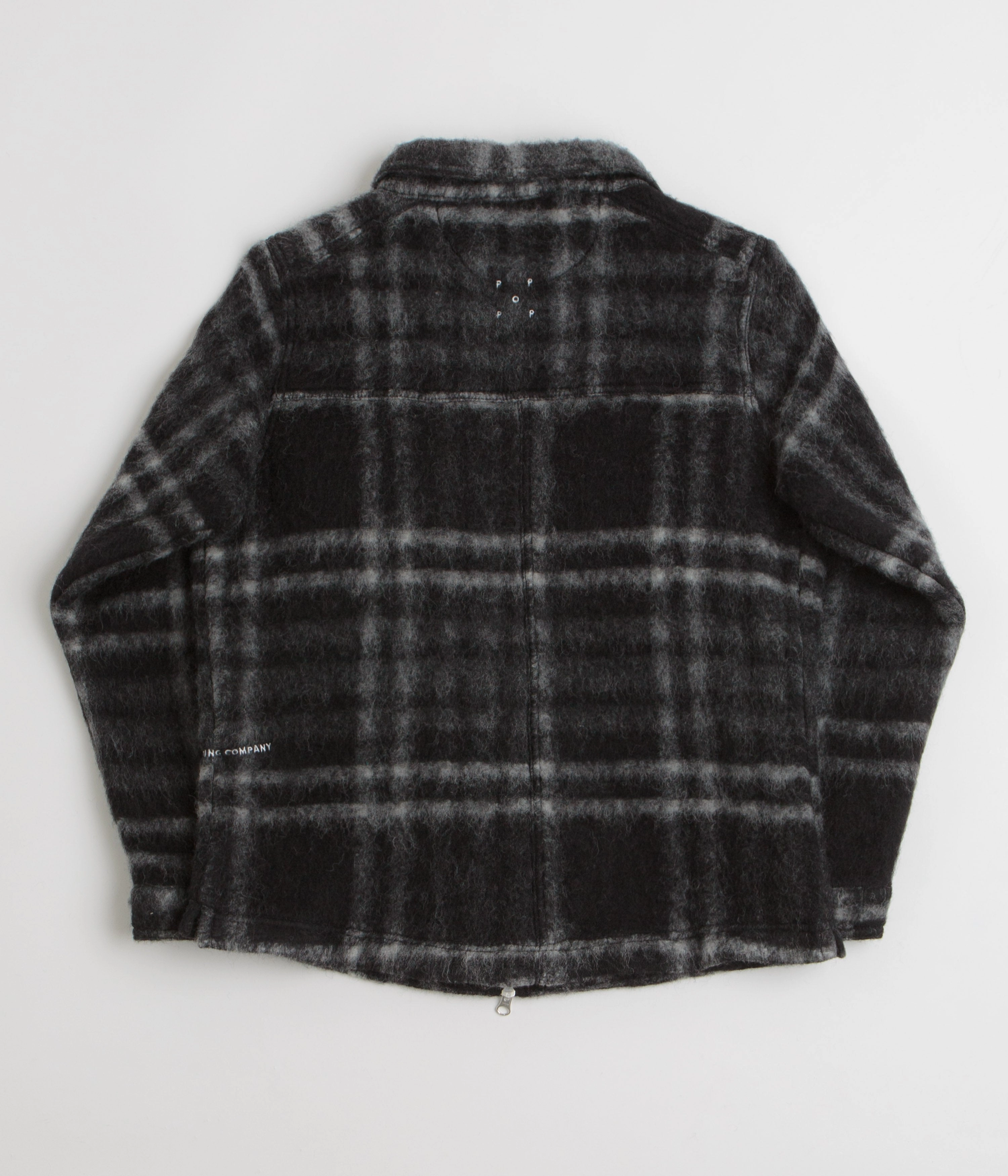 Pop Trading Company Checked Wool Shirt Jacket - Black / Charcoal Neutral Tones suitable for summer sports